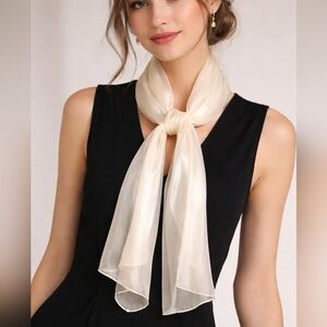 3/$30 GEORGE White Satin Chiffon Scarf